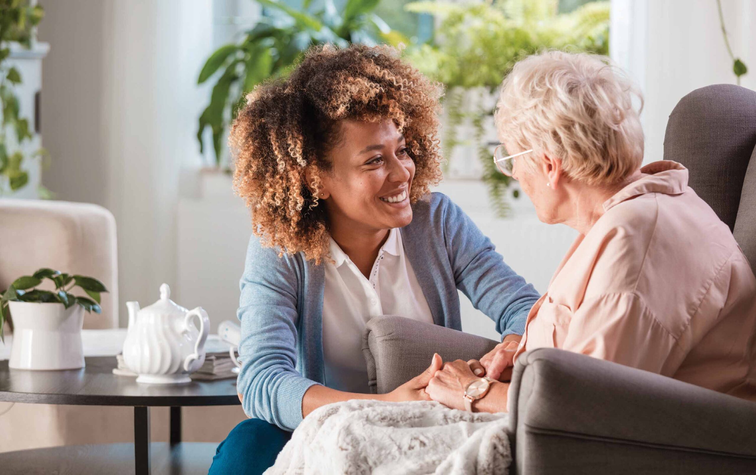 caregiver and patient talking